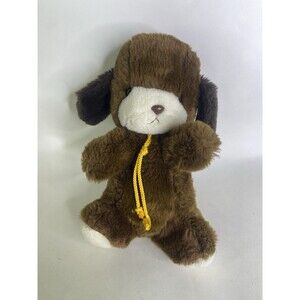 Vintage 1982 Gund Smooch Chocolate Brown Puppy Dog Rattle Stuffed Plush Toy